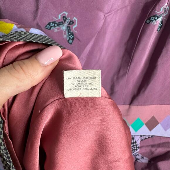 Anthropologie HeyHoe 100% silk purple bird print sheath dress Size 8 - Picture 6 of 9